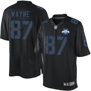 NEW Colts #87 Reggie Wayne Black With 30TH Seasons Patch Men's Stitched NFL Impact Limited Jersey NEW Colts #87 Reggie Wayne Black With 30TH Seasons Patch Men's Stitched NFL Impact Limited Jersey