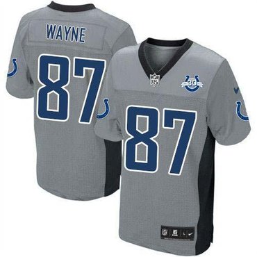 NEW Colts #87 Reggie Wayne Grey Shadow With 30TH Seasons Patch Men's Stitched NFL Elite Jersey NEW Colts #87 Reggie Wayne Grey Shadow With 30TH Seasons Patch Men's Stitched NFL Elite Jersey