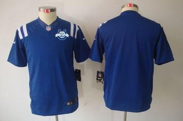 NEW Colts Blank Royal Blue Team Color With 30TH Seasons Patch Youth Stitched NFL Limited Jersey