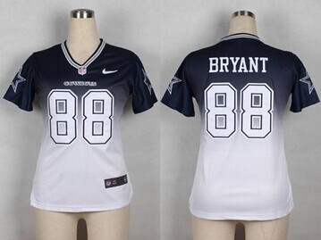 NEW Cowboys #88 Dez Bryant Navy Blue White Women's Stitched NFL Elite Fadeaway Fashion Jersey