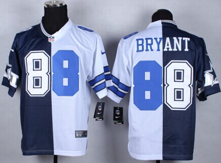 NEW Dallas Cowboys #88 Dez Bryant Blue-White Split Jersey NEW Dallas Cowboys #88 Dez Bryant Blue-White Split Jersey