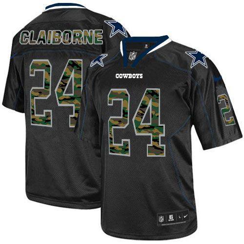 NEW Dallas Cowboys 24 Morris Claiborne Lights Out Black Elite Jerseys(Camo Number)