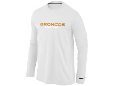 NEW Denver Broncos Authentic font Long Sleeve T-Shirt White NEW Denver Broncos Authentic font Long Sleeve T-Shirt White