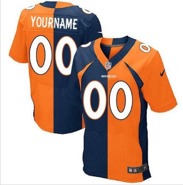 NEW Denver Broncos Customized Orange Blue Elite Split Jersey NEW Denver Broncos Customized Orange Blue Elite Split Jersey