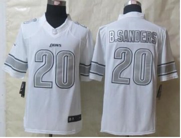 NEW Detroit Lions #20 Barry Sanders White NFL Limited Platinum Jersey NEW Detroit Lions #20 Barry Sanders White NFL Limited Platinum Jersey