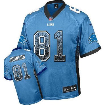 NEW Detroit Lions #81 Calvin Johnson Blue Stitched NFL Elite Drift Fashion Jerseys NEW Detroit Lions #81 Calvin Johnson Blue Stitched NFL Elite Drift Fashion Jerseys