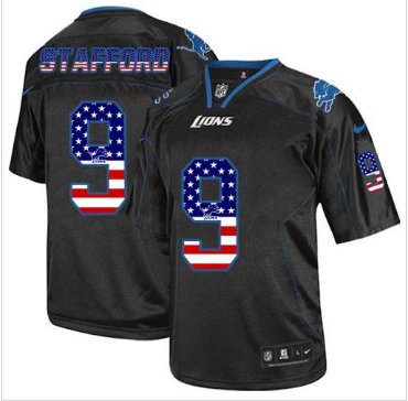 NEW Detroit Lions #9 Matthew Stafford Black NFL Elite USA Flag Fashion Jersey NEW Detroit Lions #9 Matthew Stafford Black NFL Elite USA Flag Fashion Jersey