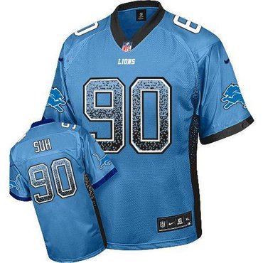 NEW Detroit Lions #90 Ndamukong Suh Blue Stitched NFL Elite Drift Fashion Jerseys NEW Detroit Lions #90 Ndamukong Suh Blue Stitched NFL Elite Drift Fashion Jerseys