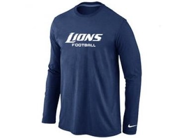 NEW Detroit Lions Authentic font Long Sleeve T-Shirt D.Blue NEW Detroit Lions Authentic font Long Sleeve T-Shirt D.Blue