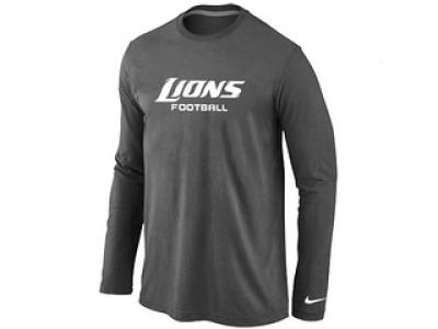 NEW Detroit Lions Authentic font Long Sleeve T-Shirt D.Grey NEW Detroit Lions Authentic font Long Sleeve T-Shirt D.Grey
