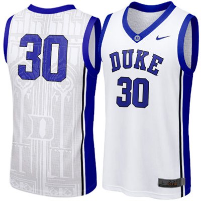 NEW Duke Blue Devils #30 Elite Aerographic Replica Basketball Jersey - White NEW Duke Blue Devils #30 Elite Aerographic Replica Basketball Jersey - White