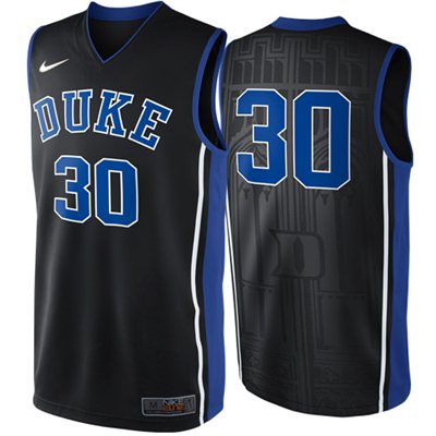 NEW Duke Blue Devils #30 Elite Replica Basketball Jersey - Black NEW Duke Blue Devils #30 Elite Replica Basketball Jersey - Black