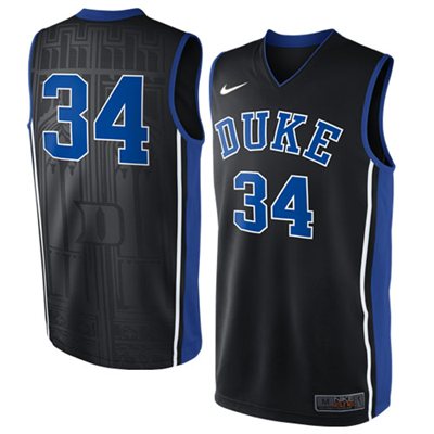 NEW Duke Blue Devils #34 Elite Replica Basketball Jersey - Black NEW Duke Blue Devils #34 Elite Replica Basketball Jersey - Black