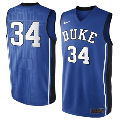 NEW Duke Blue Devils #34 Elite Replica Basketball Jersey - Duke Blue NEW Duke Blue Devils #34 Elite Replica Basketball Jersey - Duke Blue