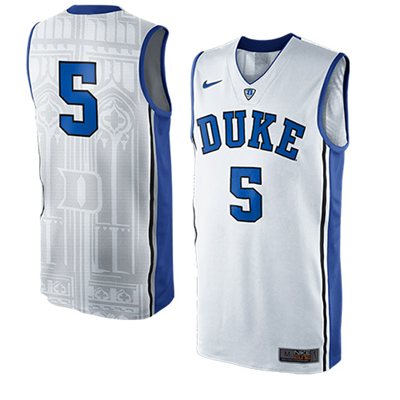 NEW Duke Blue Devils #5 Authentic Elite Basketball Jersey - White NEW Duke Blue Devils #5 Authentic Elite Basketball Jersey - White