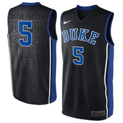 NEW Duke Blue Devils #5 Elite Replica Basketball Jersey - Black NEW Duke Blue Devils #5 Elite Replica Basketball Jersey - Black