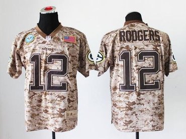 NEW Green Bay Packers #12 Aaron Rodgers Camo NFL Elite USMC Jersey(USA)