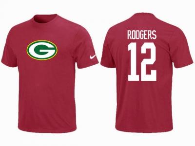 NEW Green Bay Packers #12 Aaron Rodgers Name & Number T-Shirt Red