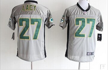 NEW Green Bay Packers #27 Eddie Lacy Grey Shadow NFL Elite Jersey