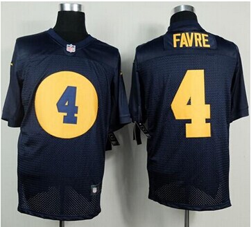 NEW Green Bay Packers #4 Brett Favre Navy Blue Alternate NFL Elite Jersey