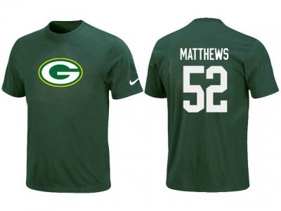 NEW Green Bay Packers #52 MATTHEWS Name & Number T-Shirt Green