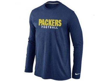 NEW Green Bay Packers font Long Sleeve T-Shirt D.Blue NEW Green Bay Packers font Long Sleeve T-Shirt D.Blue