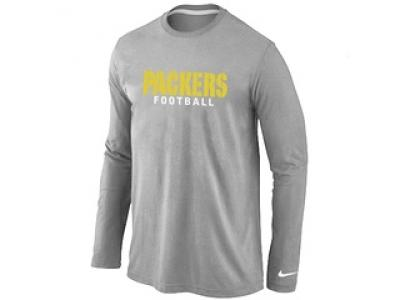 NEW Green Bay Packers font Long Sleeve T-Shirt Grey NEW Green Bay Packers font Long Sleeve T-Shirt Grey