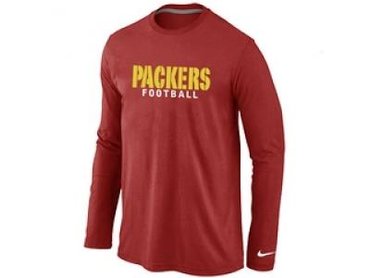 NEW Green Bay Packers font Long Sleeve T-Shirt Red