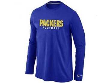 NEW Green Bay Packers font Long Sleeve T-Shirt blue