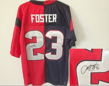 NEW Houston Texans #23 Arian Foster Blue-Red Split Signed Elite NFL Jerseys