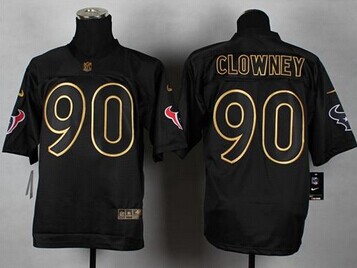 NEW Houston Texans #90 Jadeveon Clowney Black Gold No. Fashion NFL Elite Jersey