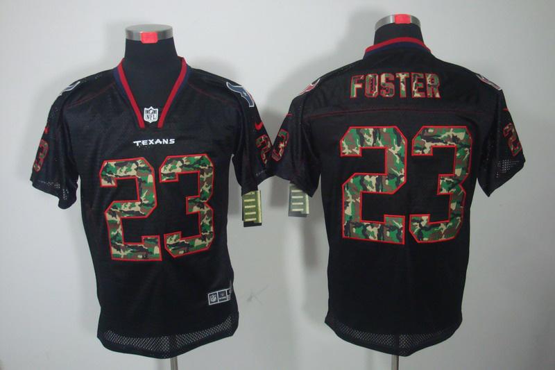 NEW Houston Texans 23 Arian Foster Lights Out Black Elite Jerseys(Camo Number)