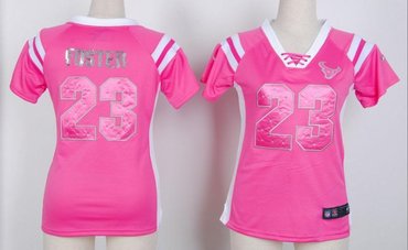 NEW Houston Texans Arian Foster 23 Women Draft Him Shimmer V-Neck T-Shirt - Pink