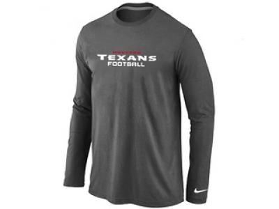 NEW Houston Texans Authentic font Long Sleeve T-Shirt D.Grey