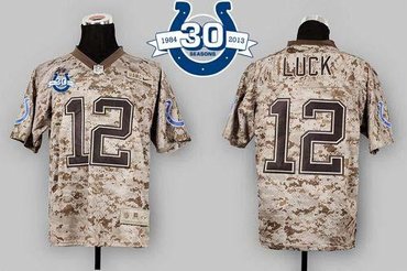 NEW Indianapolis Colts #12 Andrew Luck Camo With 30TH Seasons Patch US.Mccuu NFL NEW Indianapolis Colts #12 Andrew Luck Camo With 30TH Seasons Patch US.Mccuu NFL