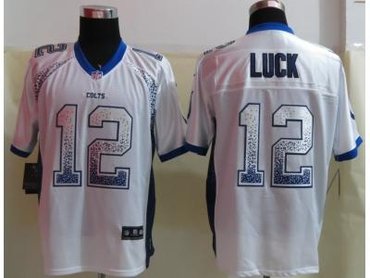 NEW Indianapolis Colts #12 Luck White Jerseys(Drift Fashion Elite)