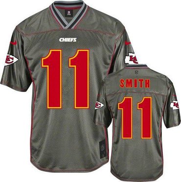NEW Kansas City Chiefs #11 Alex Smith Grey NFL Elite Vapor Jerseys