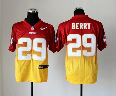 NEW Kansas City Chiefs 29 Eric Berry Red Yellow Drift Fashion II Elite NFL Jerseys