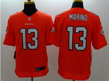 NEW Miami Dolphins #13 Dan Marino Orange Alternate NFL Elite Jersey