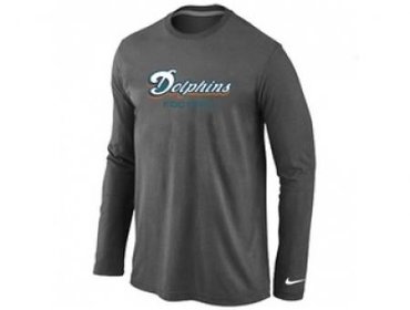 NEW Miami Dolphins Authentic font Long Sleeve T-Shirt D.Grey NEW Miami Dolphins Authentic font Long Sleeve T-Shirt D.Grey