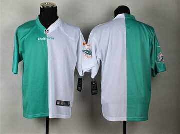 NEW Miami Dolphins Customized Steel Green-White Men's Stitched Elite Split Jersey
