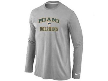 NEW Miami Dolphins Heart & Soul Long Sleeve T-Shirt Grey NEW Miami Dolphins Heart & Soul Long Sleeve T-Shirt Grey