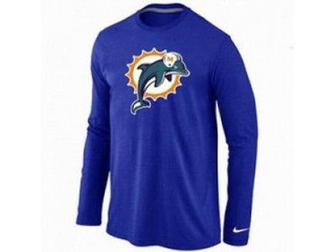 NEW Miami Dolphins Logo Long Sleeve T-Shirt BLUE NEW Miami Dolphins Logo Long Sleeve T-Shirt BLUE