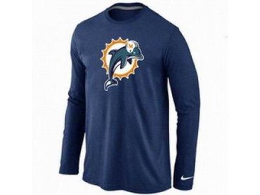 NEW Miami Dolphins Logo Long Sleeve T-Shirt D.Blue NEW Miami Dolphins Logo Long Sleeve T-Shirt D.Blue
