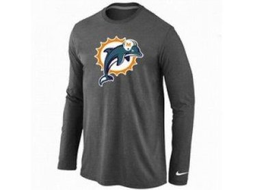 NEW Miami Dolphins Logo Long Sleeve T-Shirt D.Grey NEW Miami Dolphins Logo Long Sleeve T-Shirt D.Grey