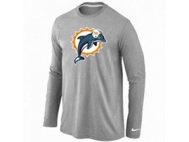 NEW Miami Dolphins Logo Long Sleeve T-Shirt Grey NEW Miami Dolphins Logo Long Sleeve T-Shirt Grey