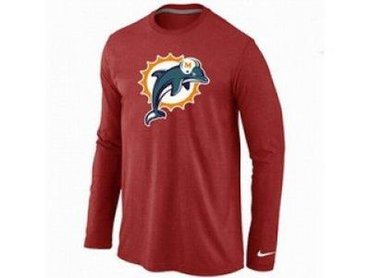 NEW Miami Dolphins Logo Long Sleeve T-Shirt RED NEW Miami Dolphins Logo Long Sleeve T-Shirt RED