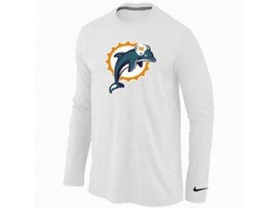 NEW Miami Dolphins Logo Long Sleeve T-Shirt WHITE NEW Miami Dolphins Logo Long Sleeve T-Shirt WHITE