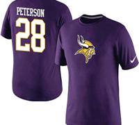 NEW Minnesota Vikings #28 Adrian Peterson Name & Number T-Shirt Purple NEW Minnesota Vikings #28 Adrian Peterson Name & Number T-Shirt Purple