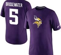 NEW Minnesota Vikings #5 Teddy Bridgewater Name & Number T-Shirt Purple